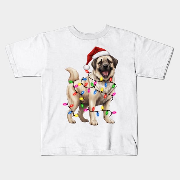 Christmas Anatolian Shepherd Kids T-Shirt by Chromatic Fusion Studio